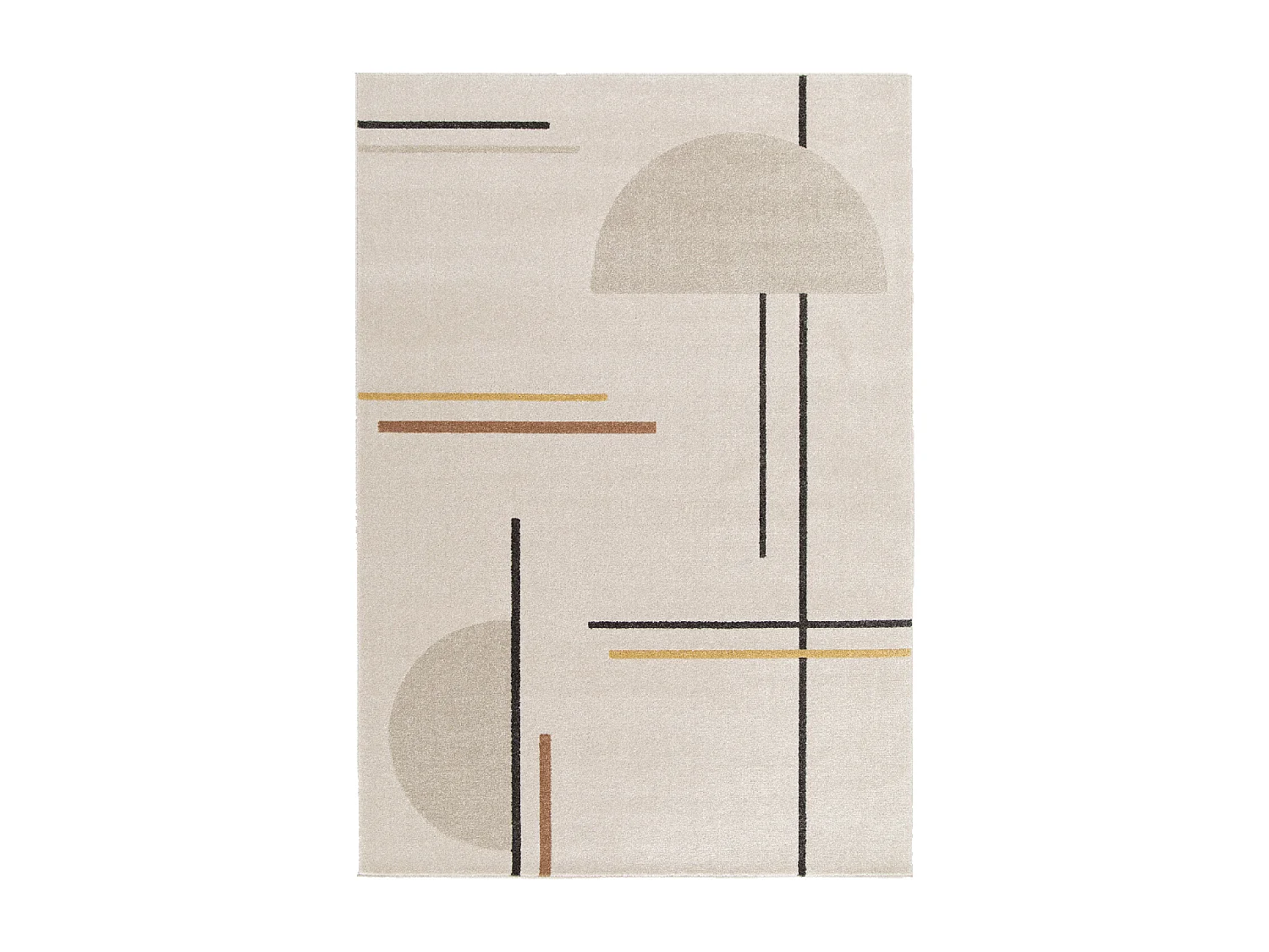 tapis salle à manger 160x230 tissé beige et jaune motif géométrique