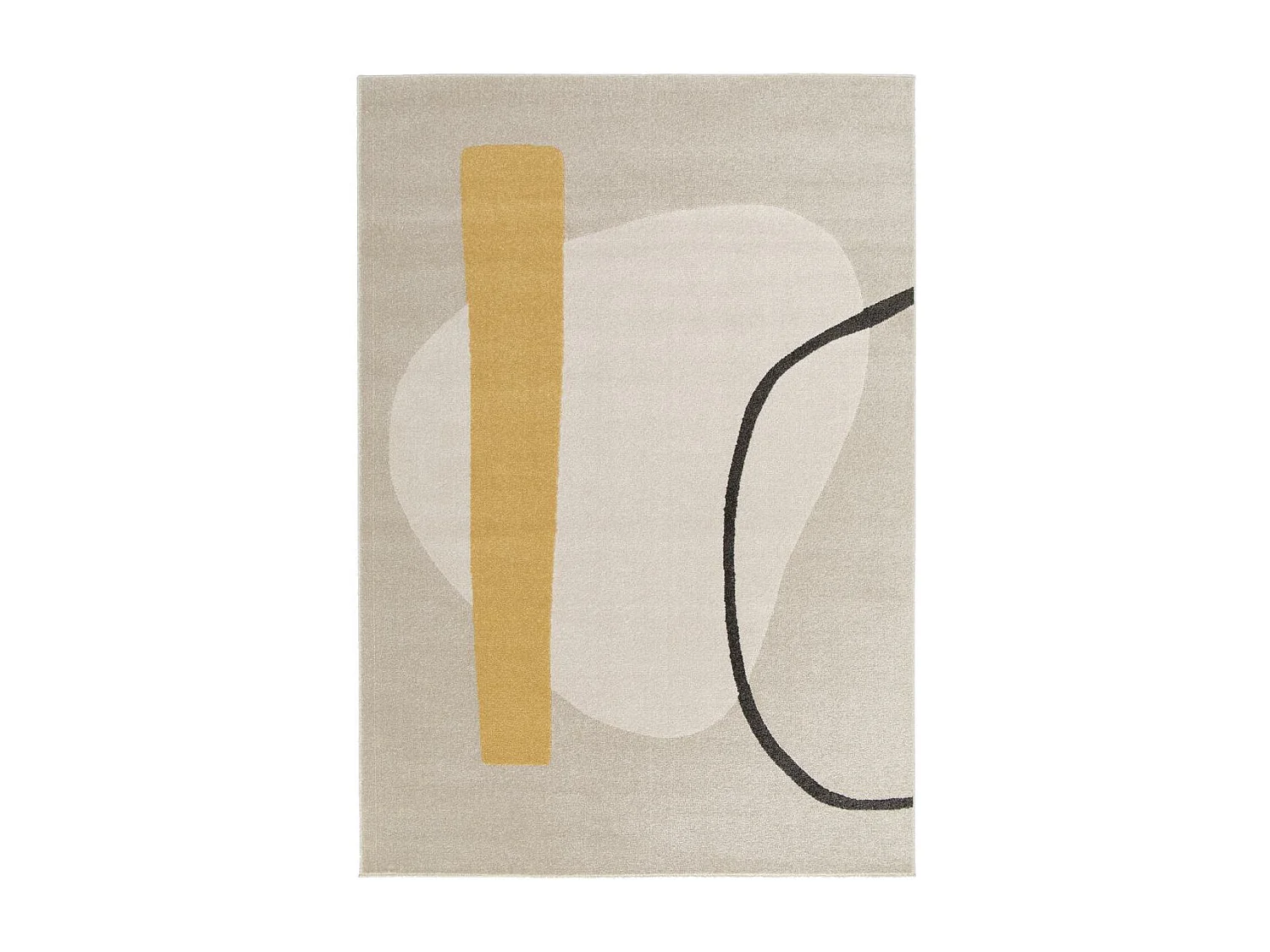 tapis salon 200x290 tissé beige et jaune rectangle motif abstrait CONTETRE