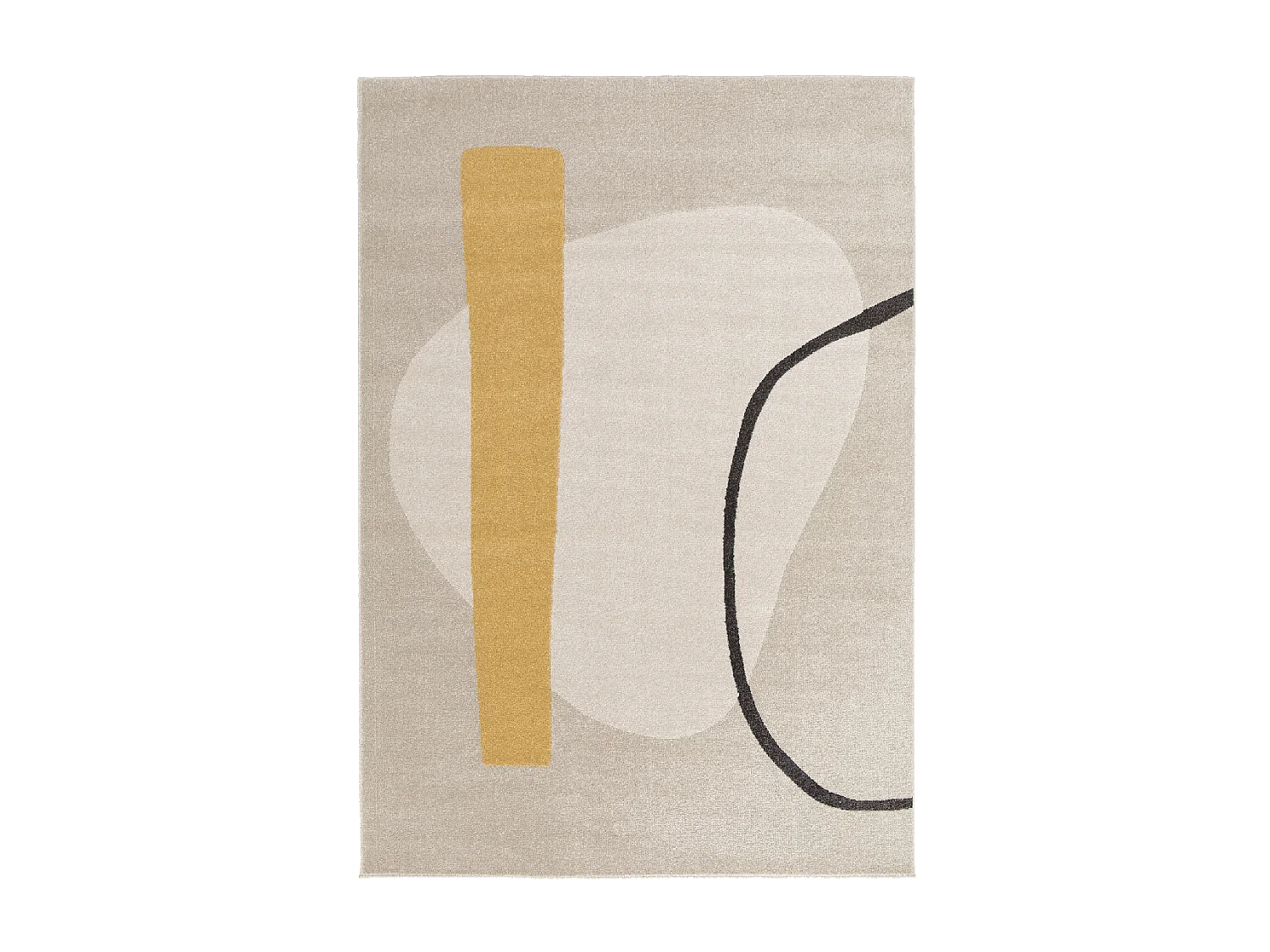 tapis salon 200x290 tissé beige et jaune rectangle motif abstrait CONTETRE
