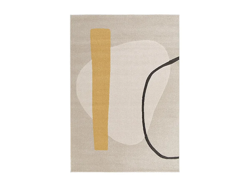tapis salon 200x290 tissé beige et jaune rectangle motif abstrait CONTETRE