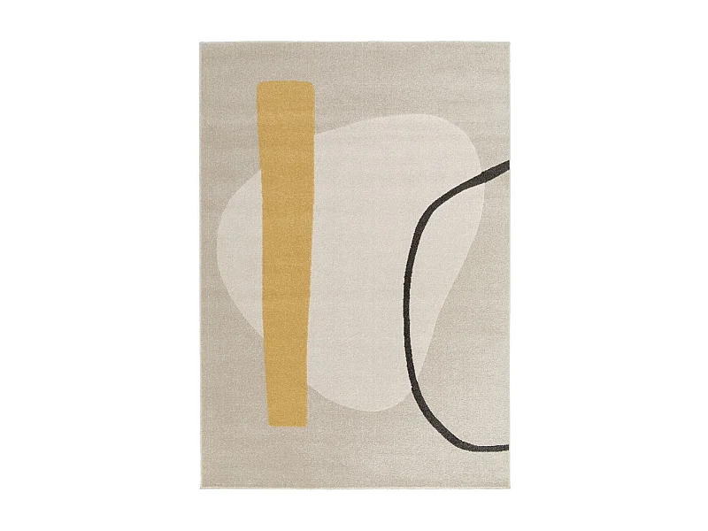 tapis salon 160x230 tissé beige et jaune rectangle motif abstrait CONTETRE