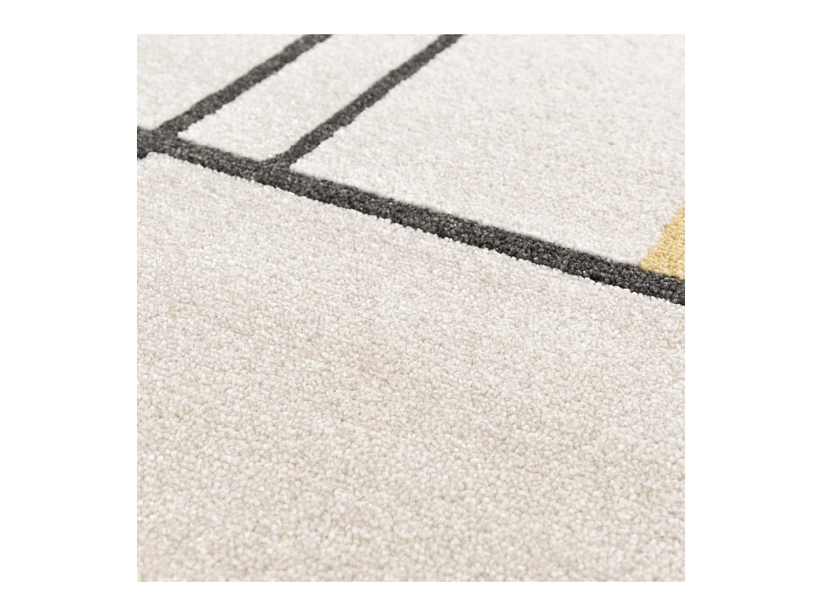 tapis salon 200x290 tissé beige et jaune rectangle motif géométrique CONTEMREC