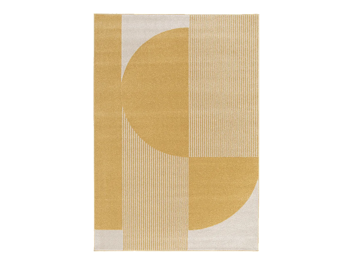 tapis salon 200x290 tissé beige et jaune rectangle motif géométrique CONTUNI