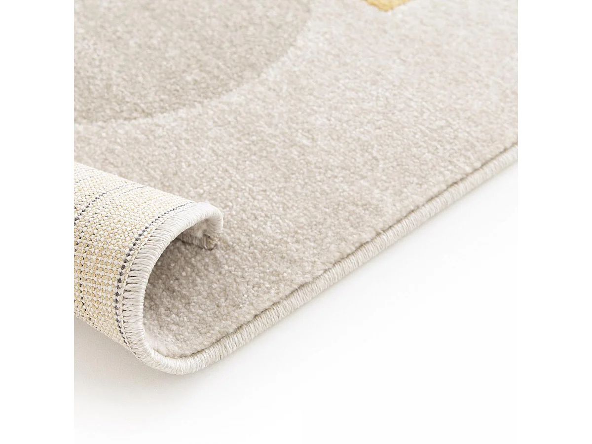 tapis chambre 120x170 tissé beige et jaune rectangle motif géométrique