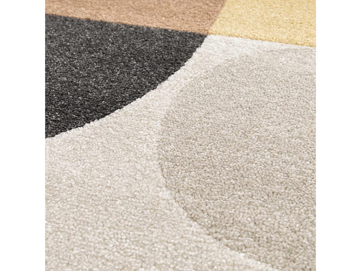 tappeto per camera da letto 120x170 tessuto motivo geometrico rettangolare beige e giallo