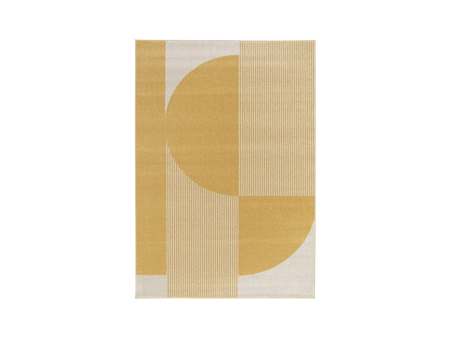 tapis salon 160x230 tissé beige et jaune rectangle motif géométrique CONTUNI