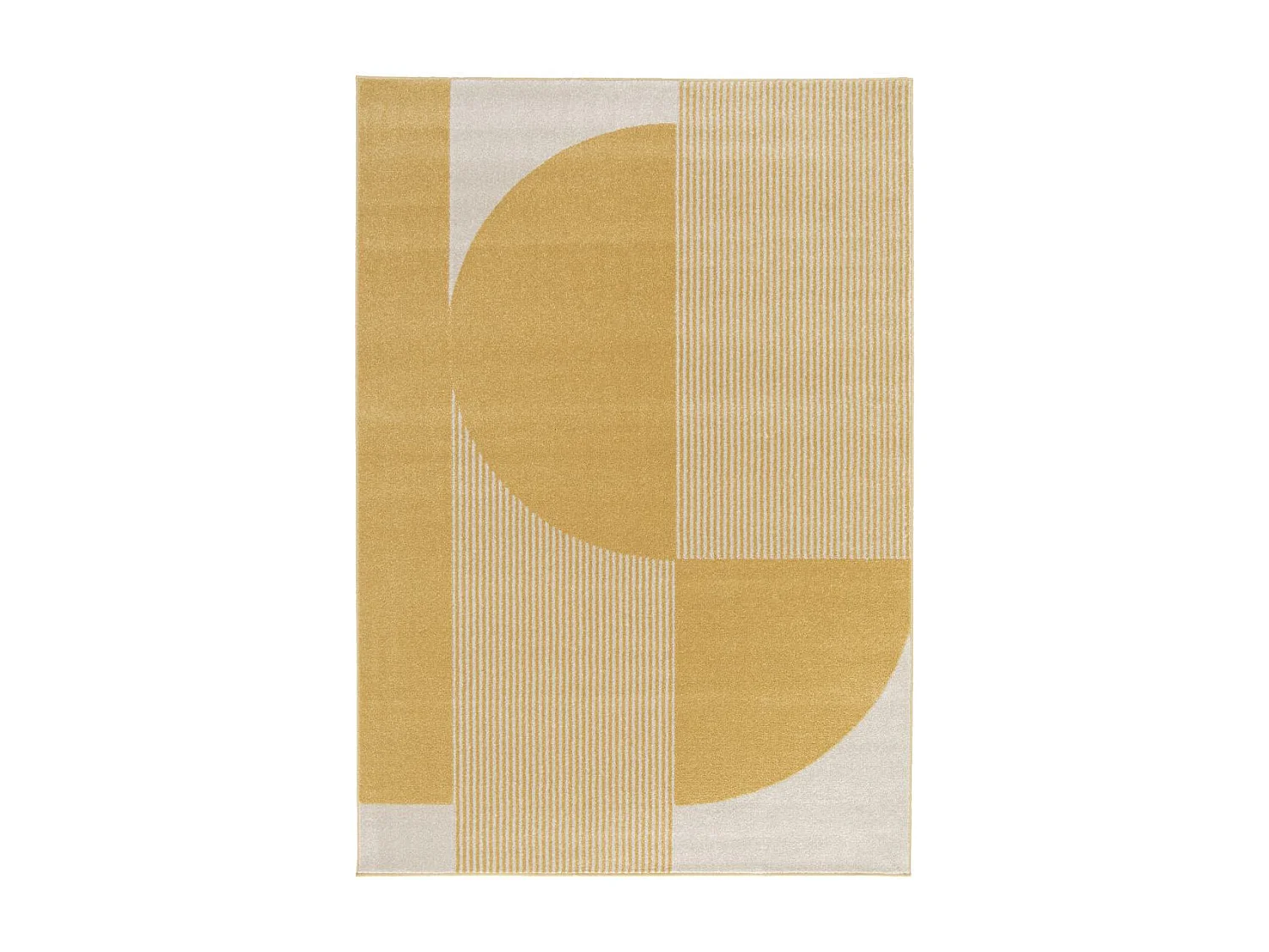 tapis salon 160x230 tissé beige et jaune rectangle motif géométrique CONTUNI