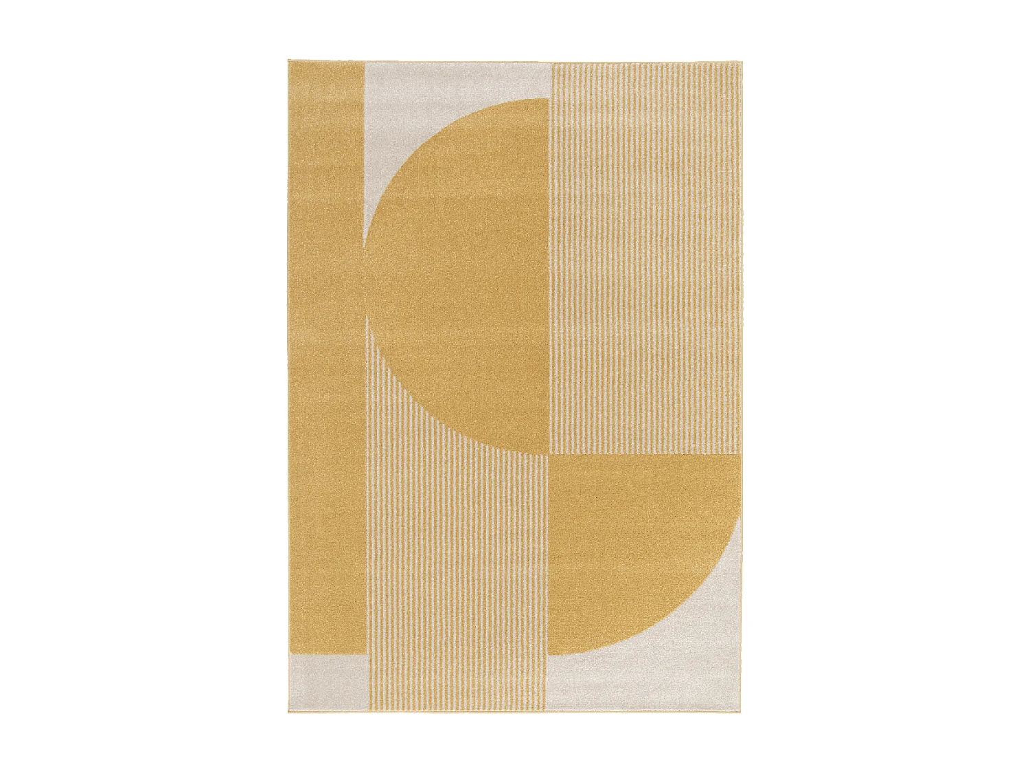 tapis salon 160x230 tissé beige et jaune rectangle motif géométrique CONTUNI