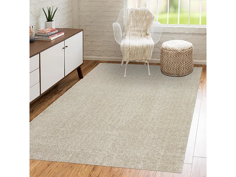 Tapis shaggy 160x230 rectangle tissé beige motif uni TAPITOP