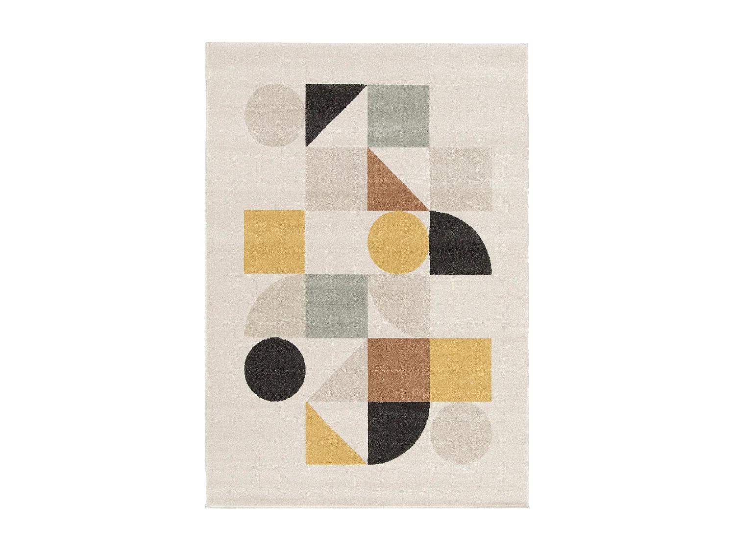 tapis salon 200x290 tissé beige et jaune rectangle motif géométrique CONTEMULTI