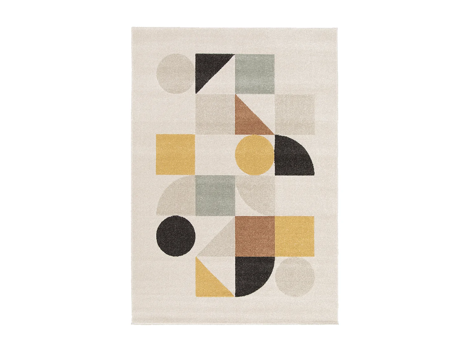 tappeto da soggiorno 200x290 intrecciato disegno geometrico rettangolo beige e giallo CONTEMULTI