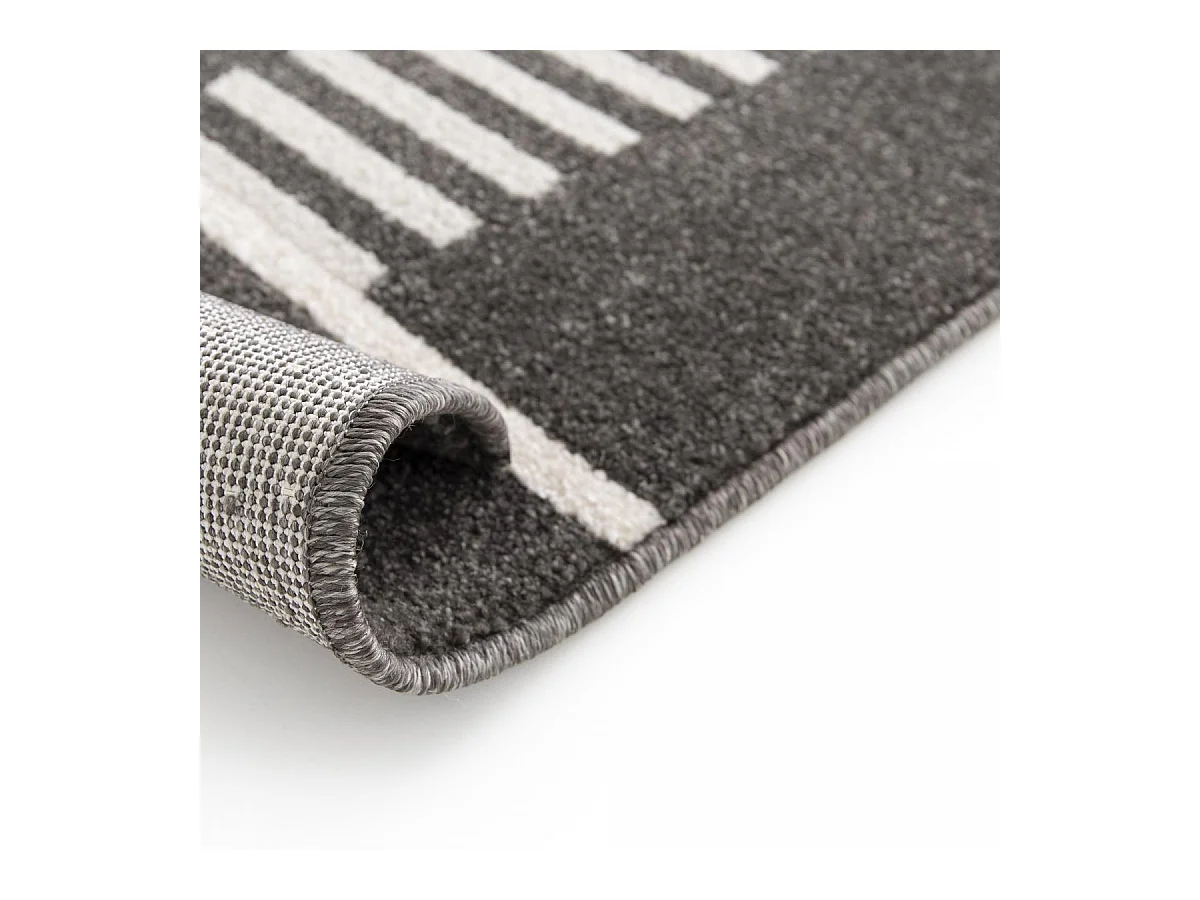 tapis salle à manger 160x230 tissé noir et beige rectangle motif géométrique