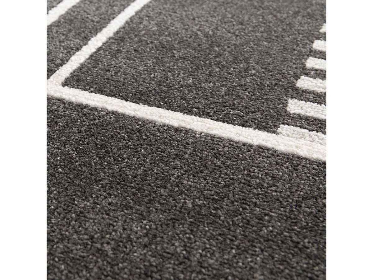 tapis salle à manger 160x230 tissé noir et beige rectangle motif géométrique