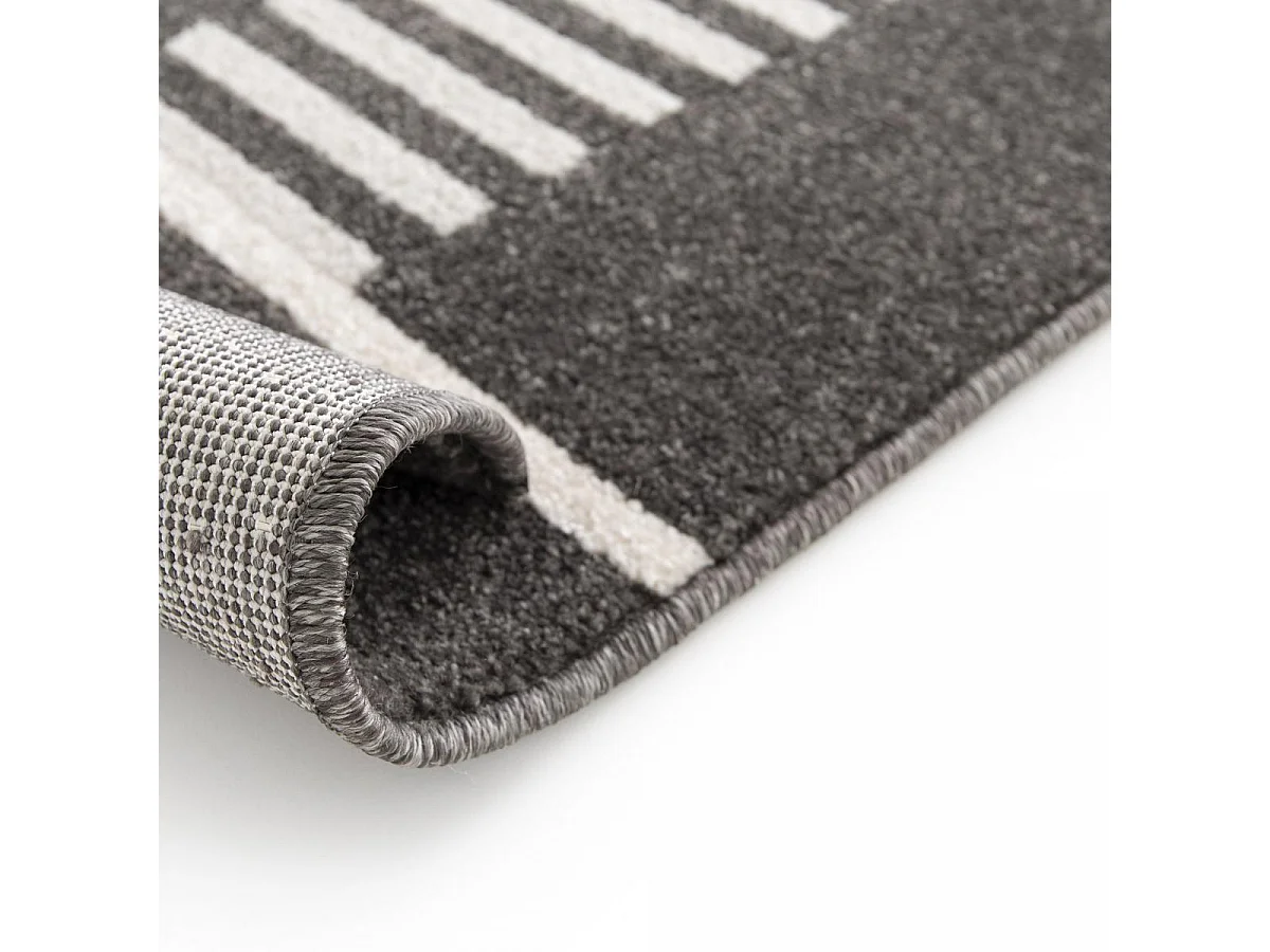 tapis salle à manger 160x230 tissé noir et beige rectangle motif géométrique