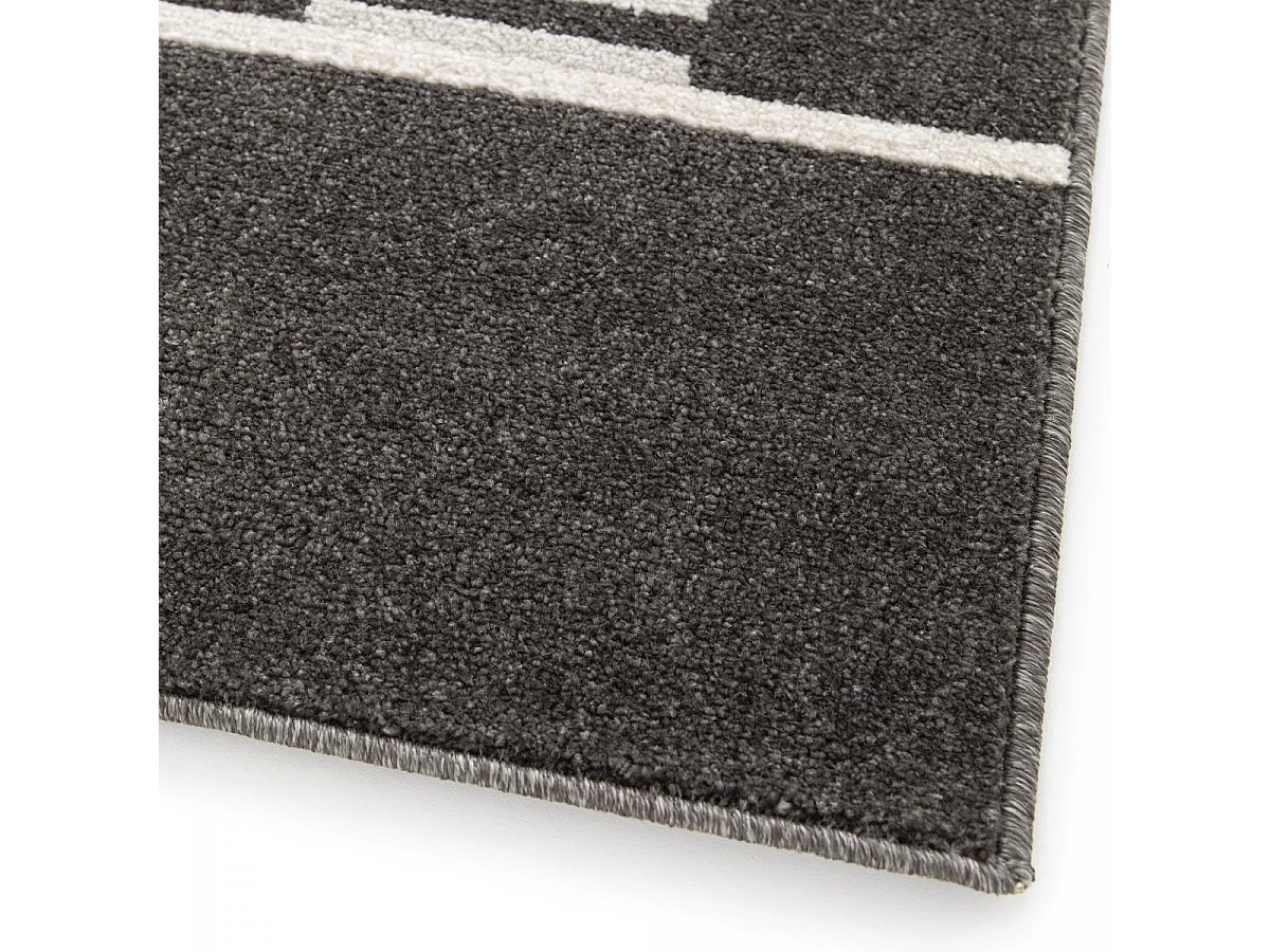 tapis salle à manger 160x230 tissé noir et beige rectangle motif géométrique