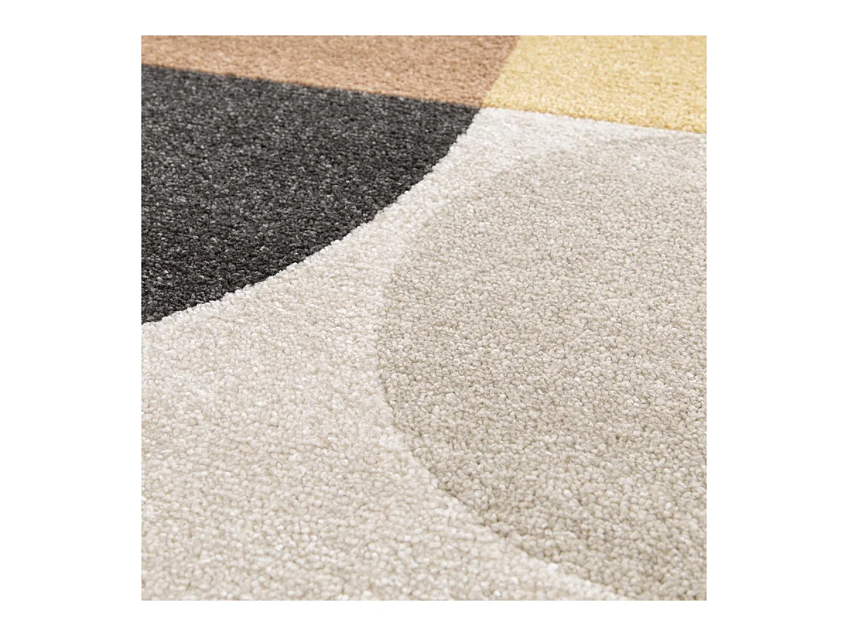 tapis salon 160x230 tissé beige et jaune rectangle motif géométrique CONTEMULTI