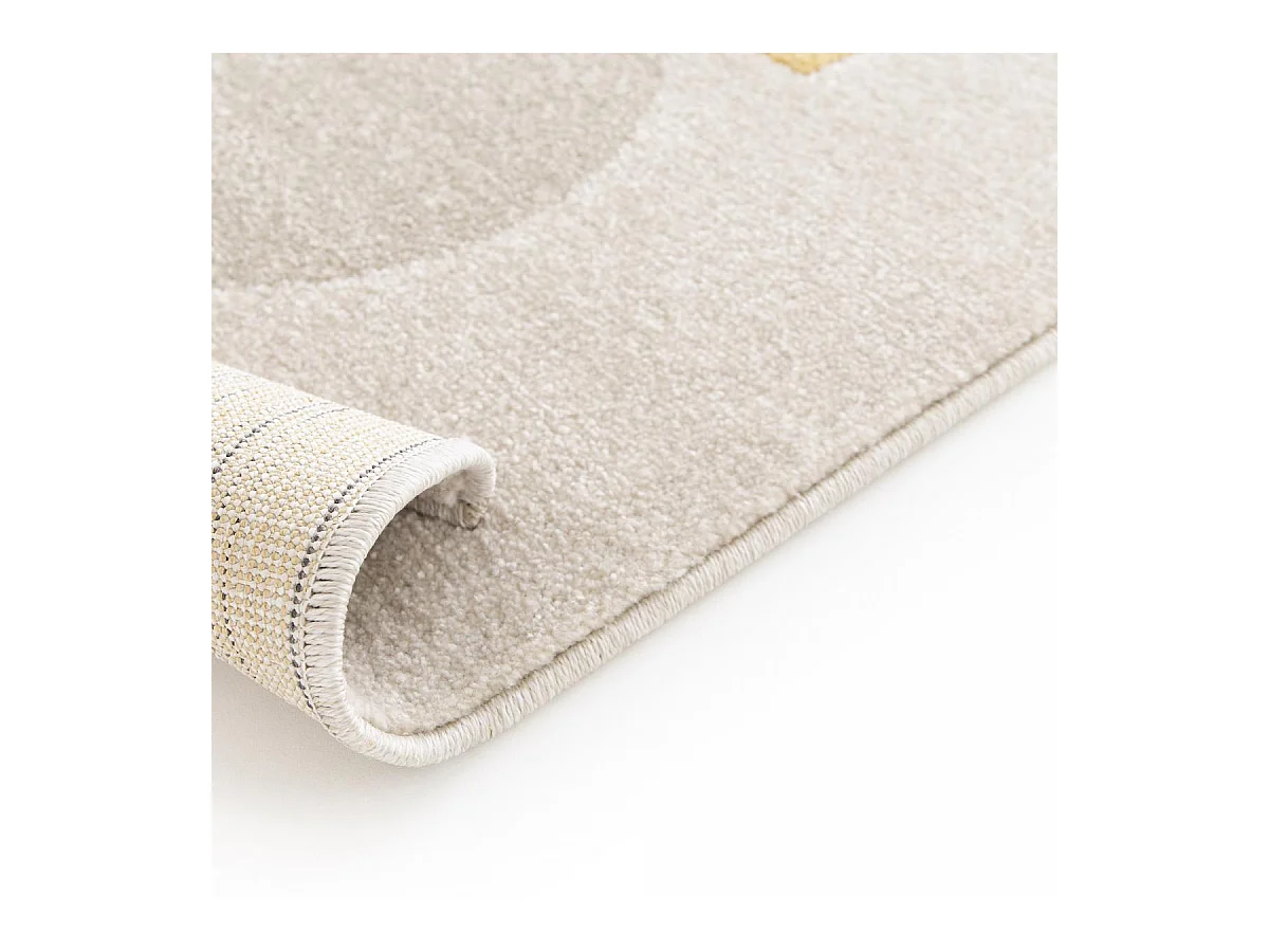 tapis salon 160x230 tissé beige et jaune rectangle motif géométrique CONTEMULTI