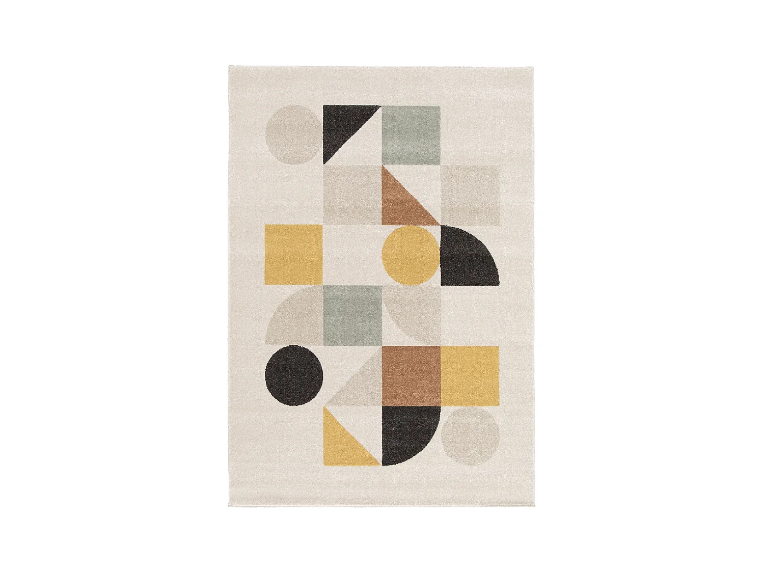 tapis salon 160x230 tissé beige et jaune rectangle motif géométrique CONTEMULTI