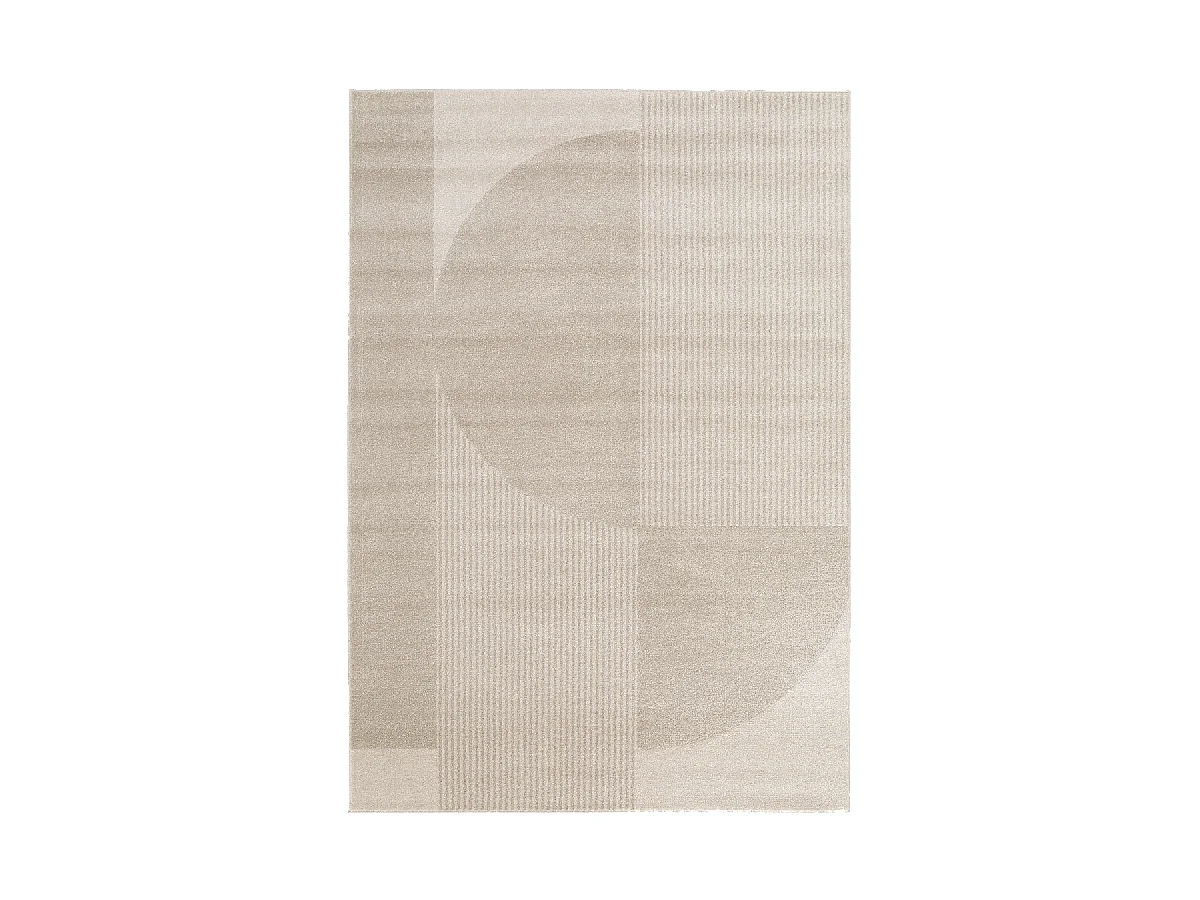 tapis chambre 120x170 tissé beige et marron rectangle motif géométrique CONTUNI