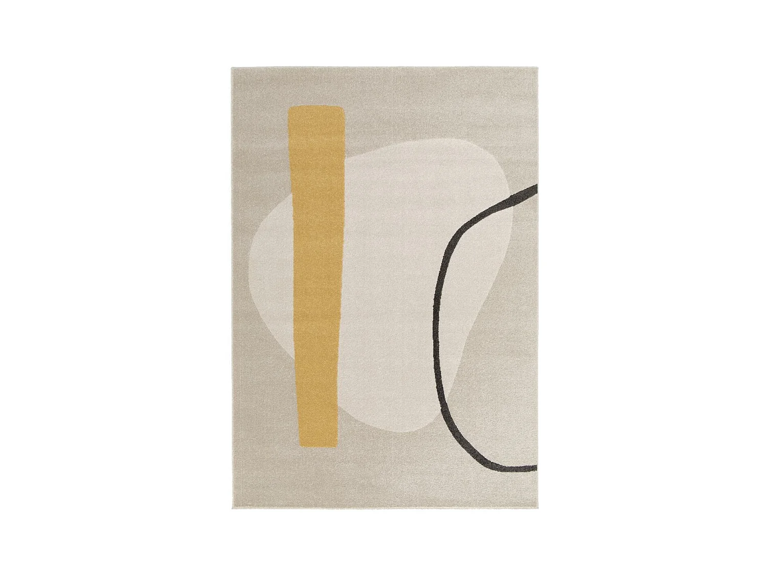 tapis chambre 120x170 tissé beige et jaune rectangle motif abstrait CONTETRE