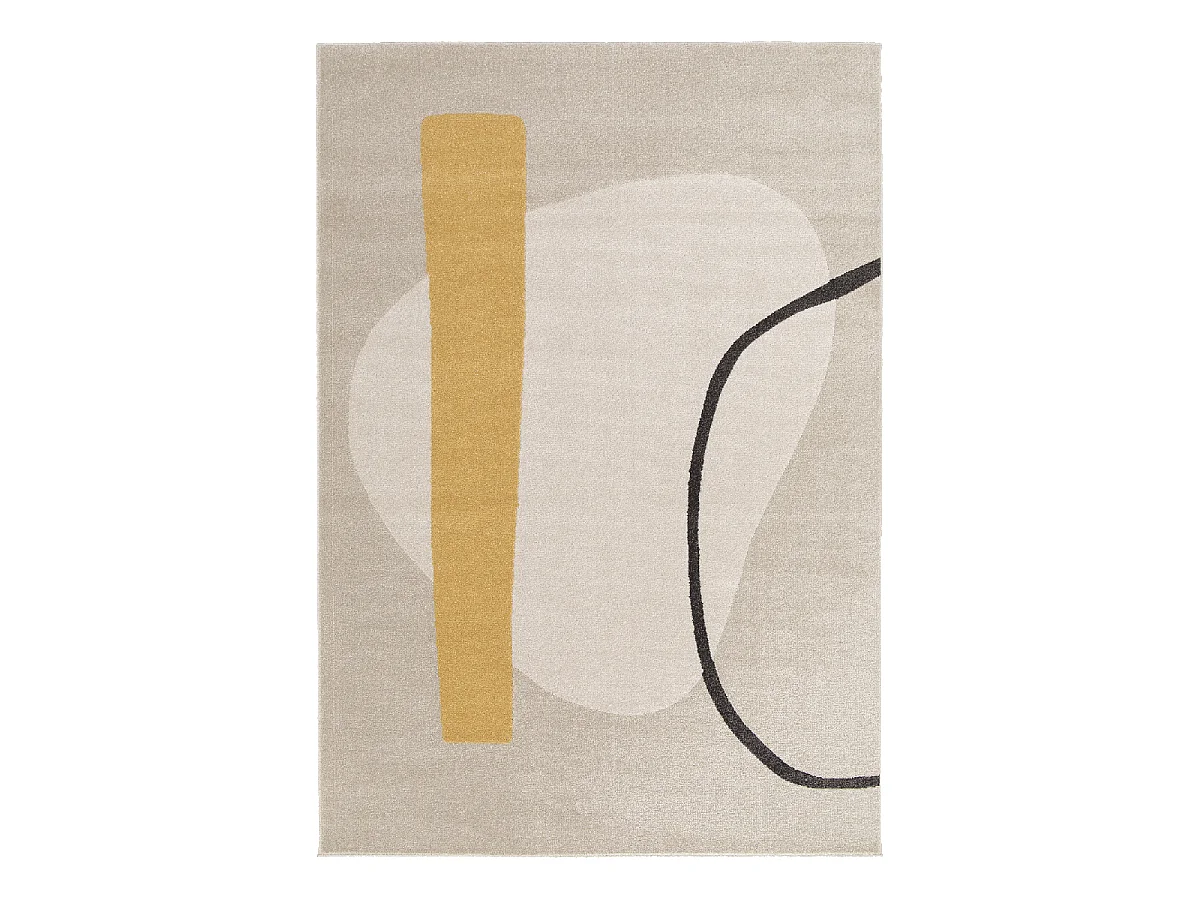 tapis chambre 120x170 tissé beige et jaune rectangle motif abstrait CONTETRE