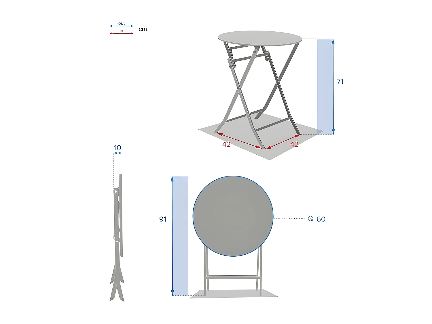 Table ronde pliante Greensboro 2p jaune moutarde Hespéride