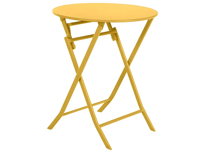 Table ronde pliante Greensboro 2p jaune moutarde Hespéride