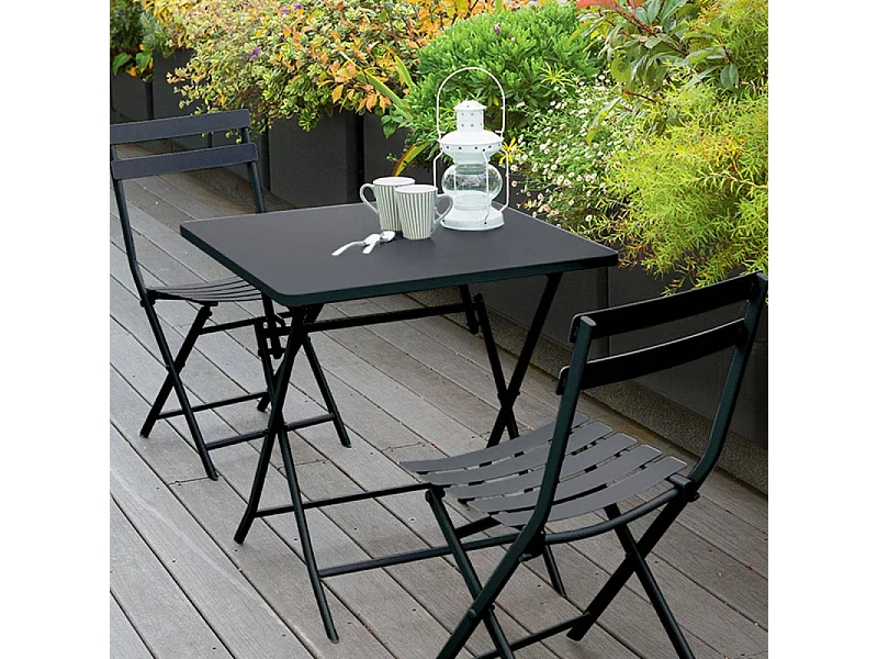 Table carrée pliante Greensboro 2p graphite Hespéride