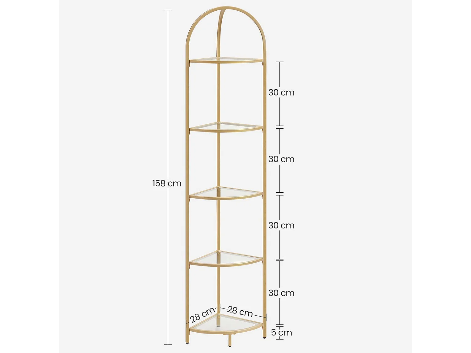 Étagère d'angle à 5 métal 28 x 28 x 158 cm 12_0003487