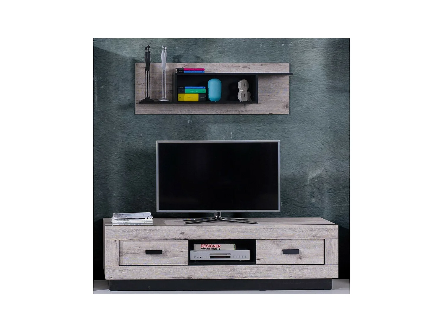 Boekenkast MALAGA - Kleur Wellington eiken - 120 x 20 x 40 cm