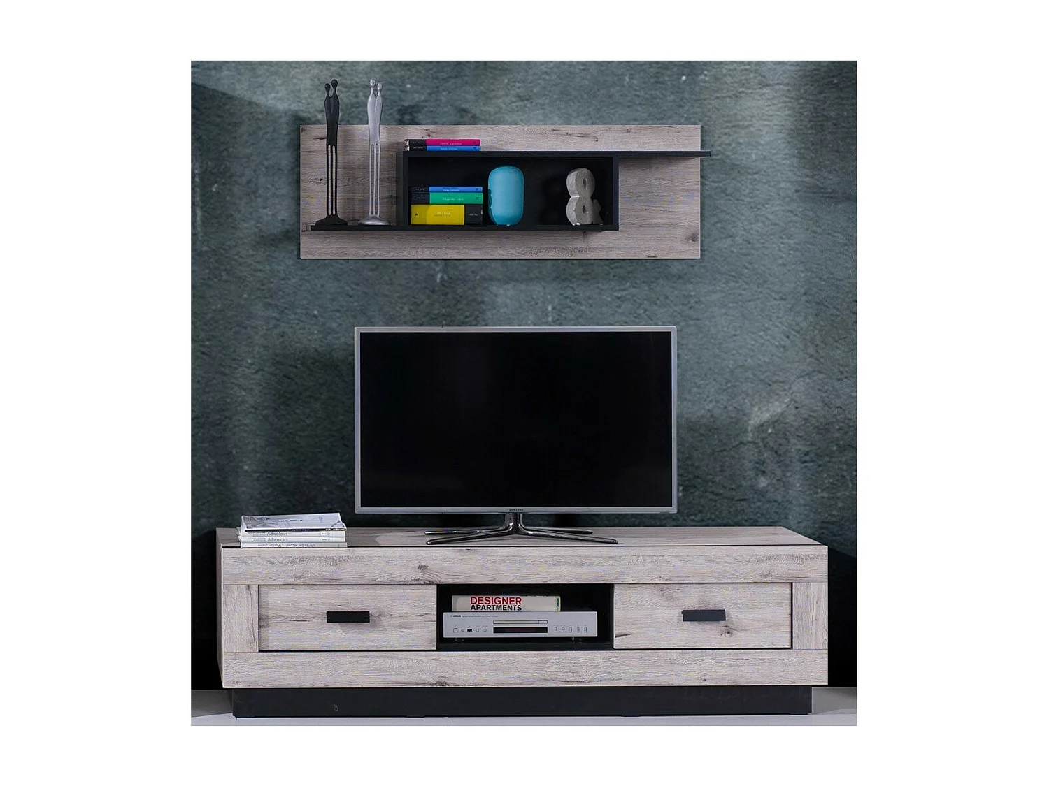 Boekenkast MALAGA - Kleur Wellington eiken - 120 x 20 x 40 cm