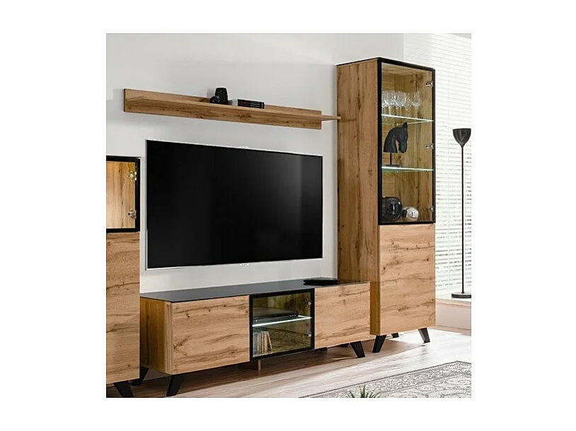 Étagère murale TINO – 150 cm – Chêne Wotan – Style industriel et scandinave