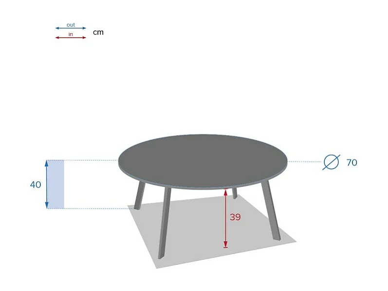 Table basse Saona graphite D 70 cm Hespéride