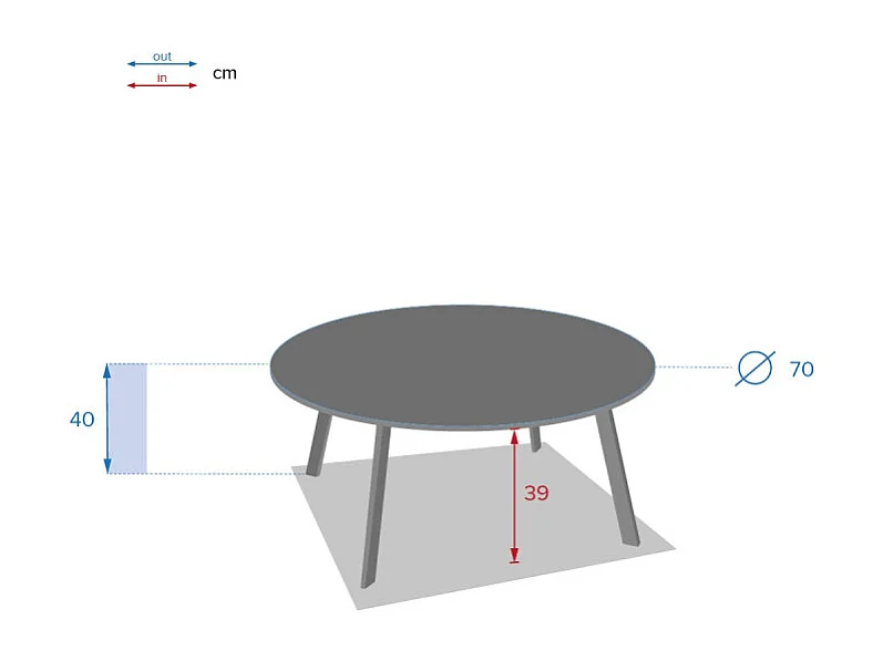 Table basse Saona graphite D 70 cm Hespéride