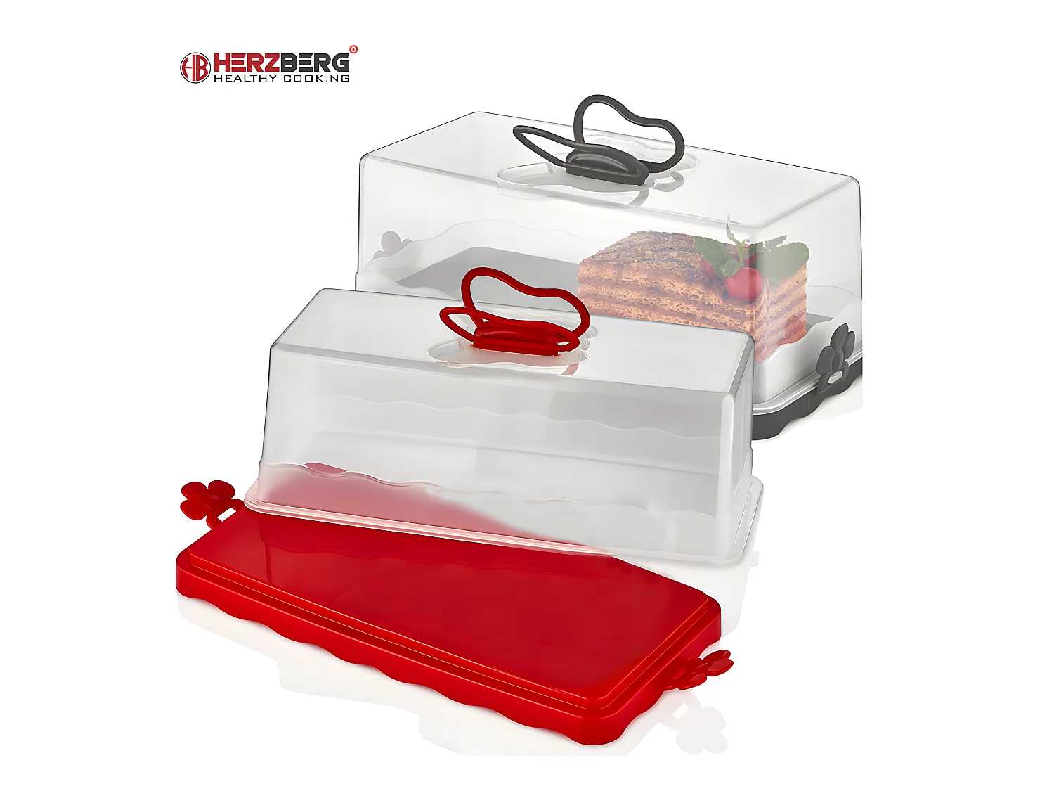 Dôme à gâteau bâton Rouge Herzberg HG-L575 - Belle conception de fleurs et papillons, porte-gâteaux en forme de dôme