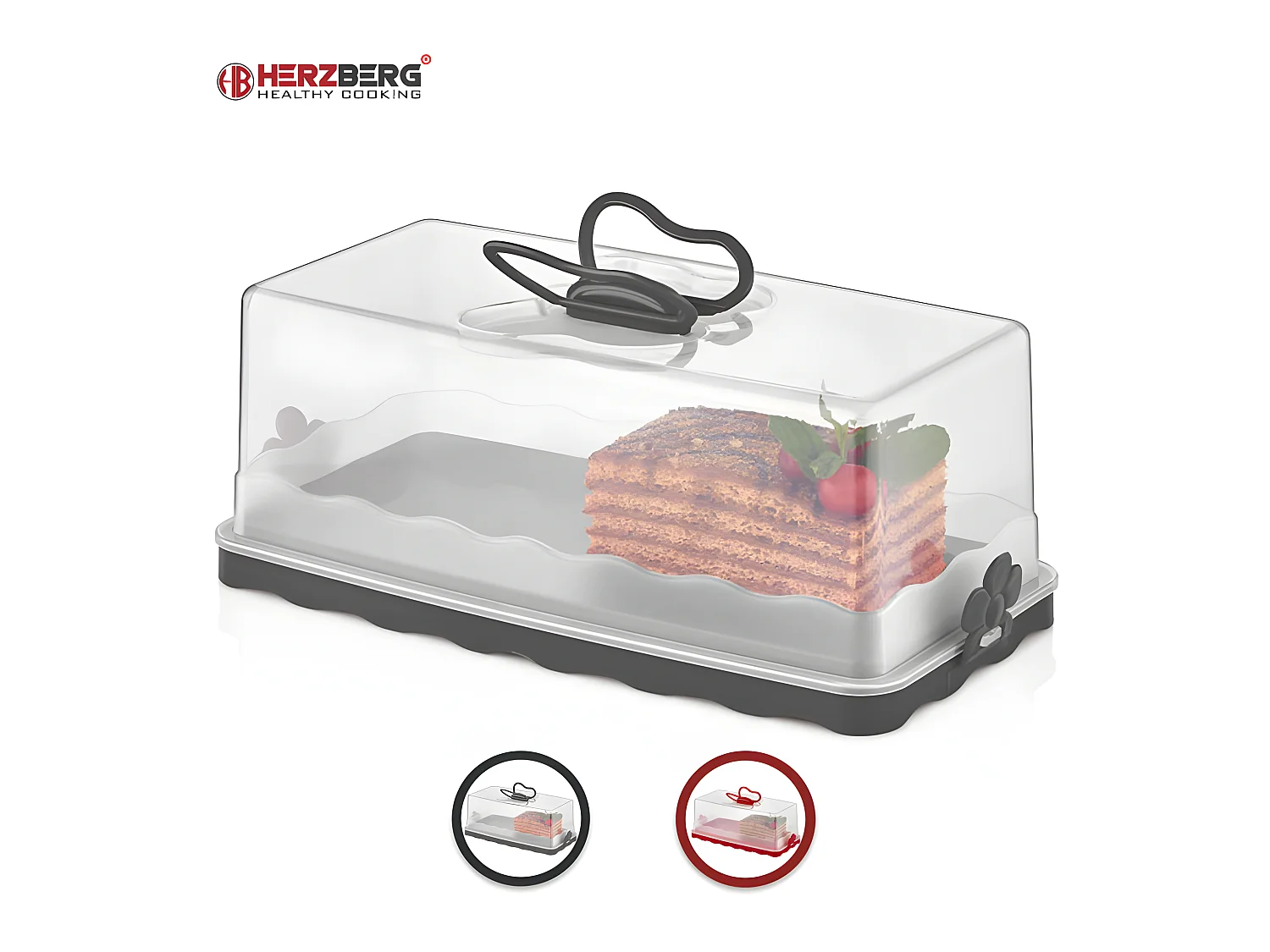 Dôme à gâteau bâton Rouge Herzberg HG-L575 - Belle conception de fleurs et papillons, porte-gâteaux en forme de dôme
