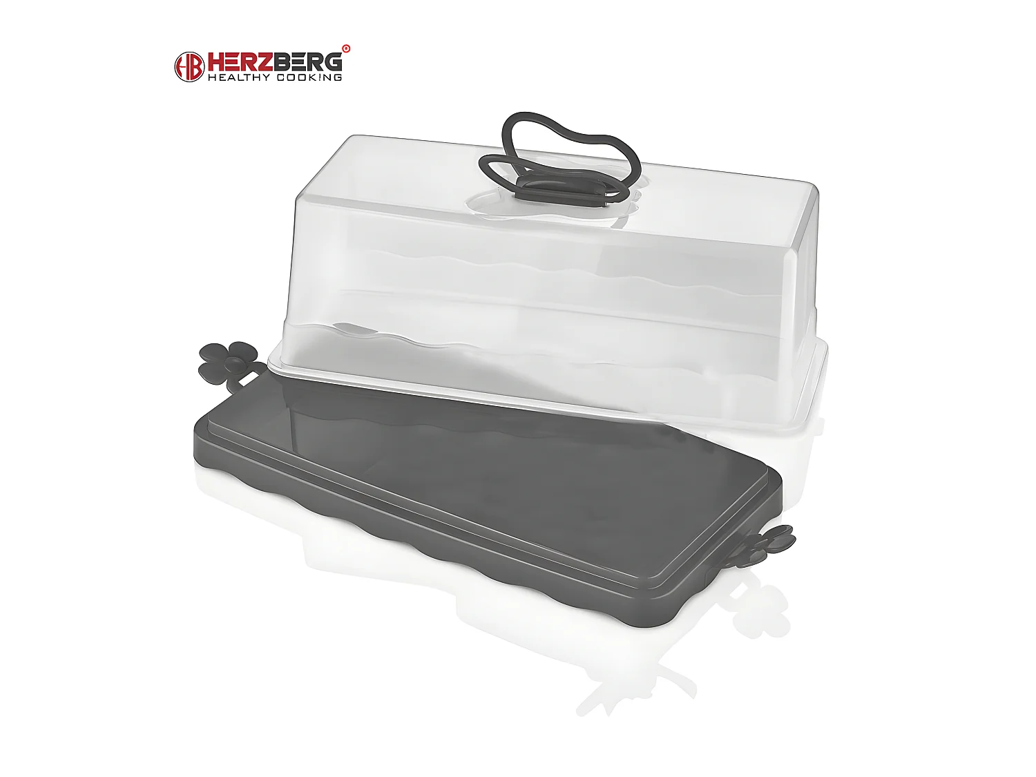 Dôme à gâteau bâton Rouge Herzberg HG-L575 - Belle conception de fleurs et papillons, porte-gâteaux en forme de dôme