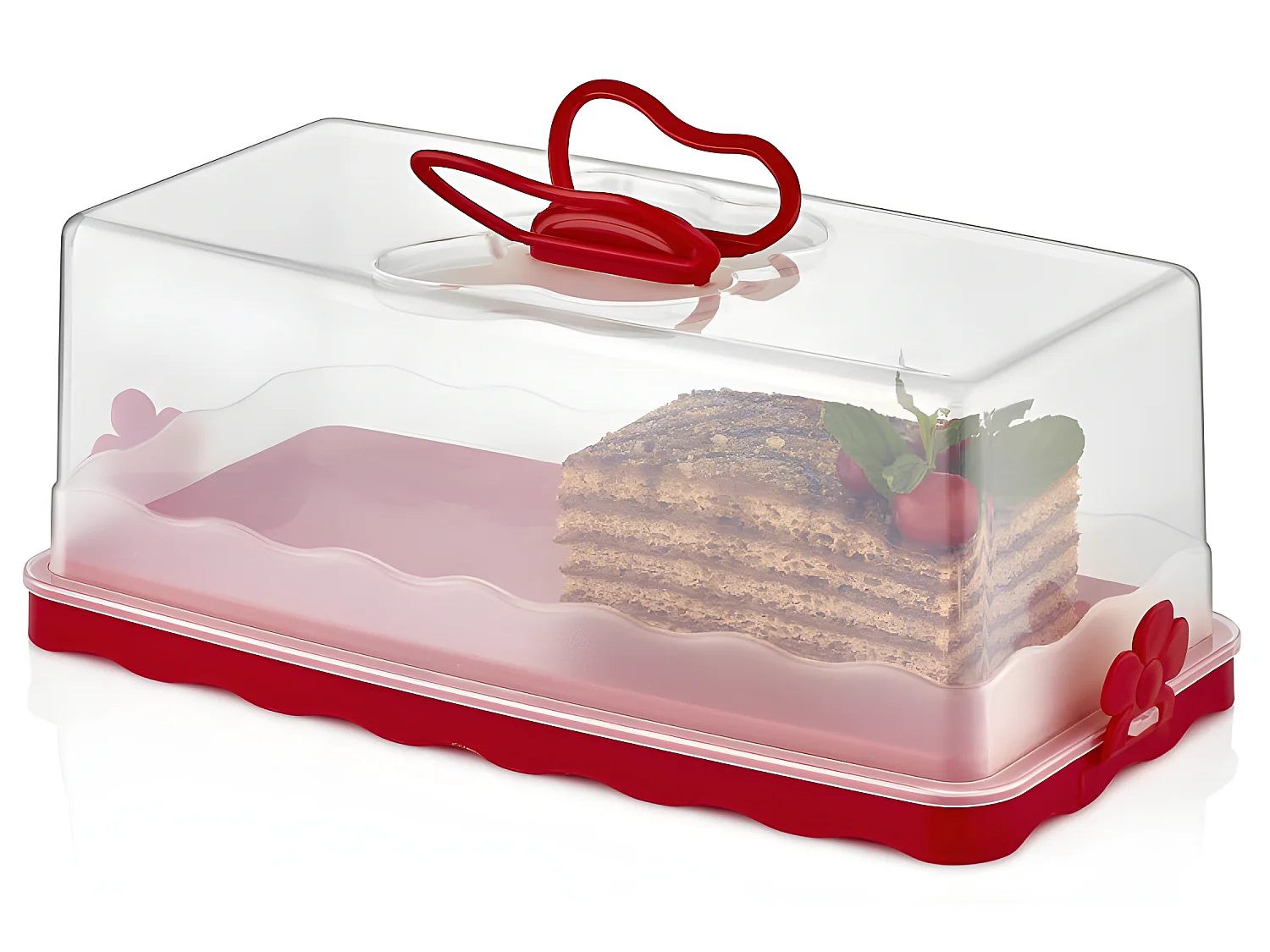 Soporte para pastel de cúpula Rojo Herzberg HG-L575 - Hermoso diseño de flores y mariposas, soporte para pasteles en forma de cúpula