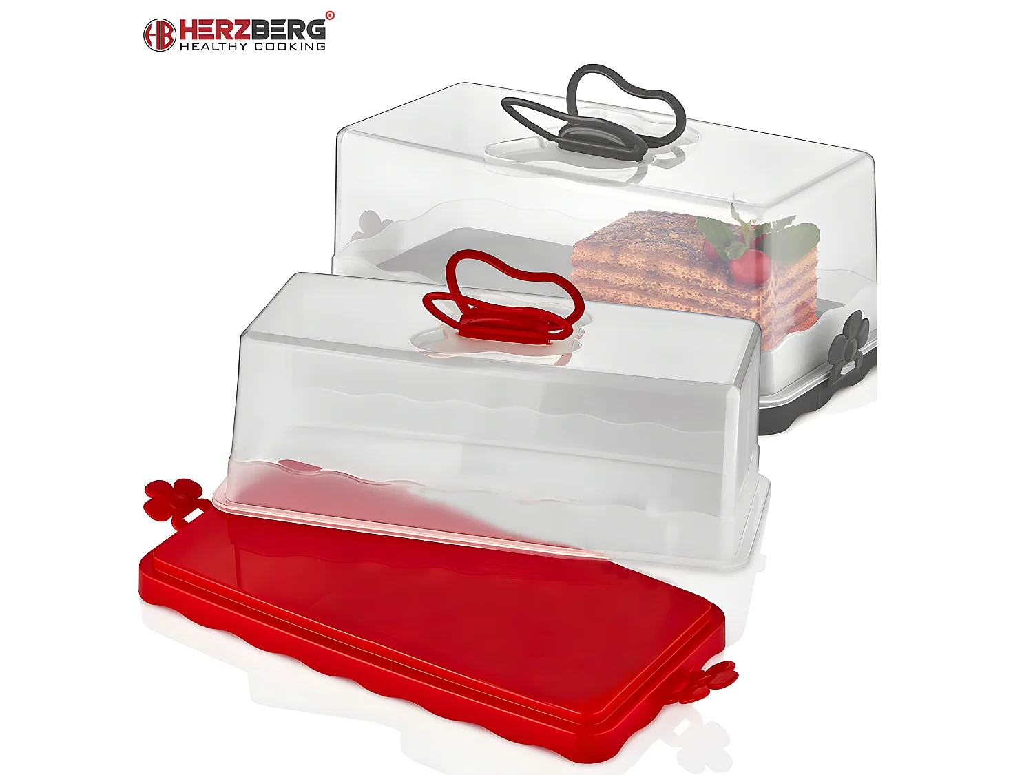 Soporte para pastel de cúpula Rojo Herzberg HG-L575 - Hermoso diseño de flores y mariposas, soporte para pasteles en forma de cúpula