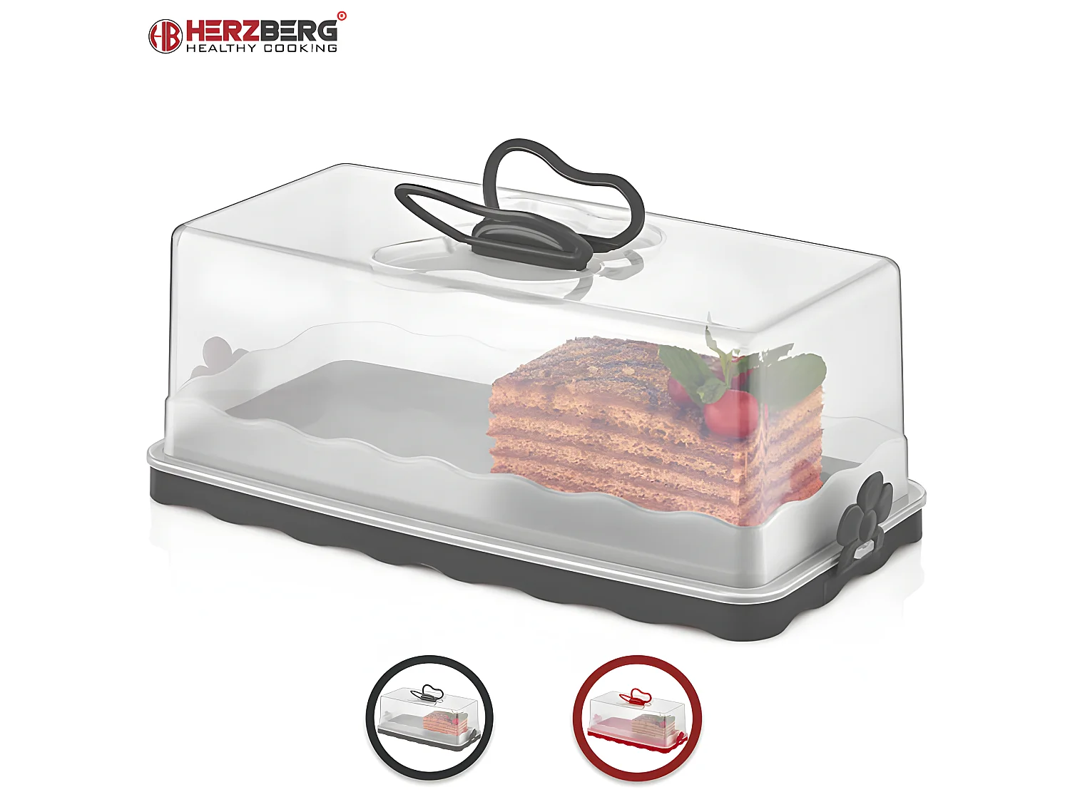 Soporte para pastel de cúpula Rojo Herzberg HG-L575 - Hermoso diseño de flores y mariposas, soporte para pasteles en forma de cúpula