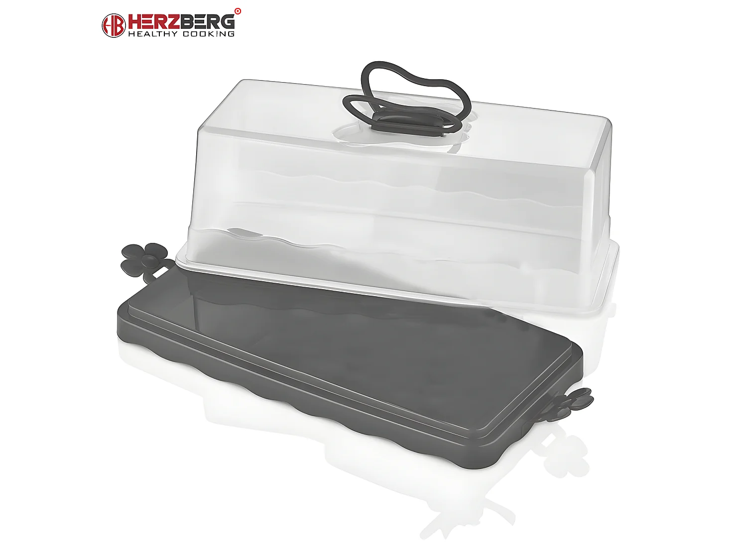 Soporte para pastel de cúpula Rojo Herzberg HG-L575 - Hermoso diseño de flores y mariposas, soporte para pasteles en forma de cúpula