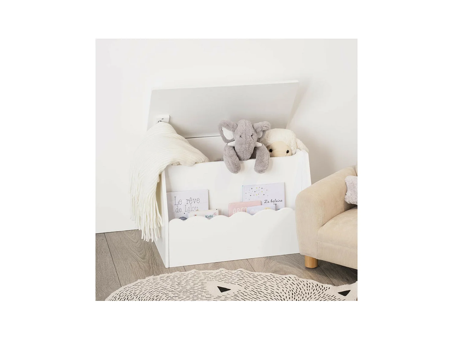 Coffre de rangement et Bibliothèque Enfant