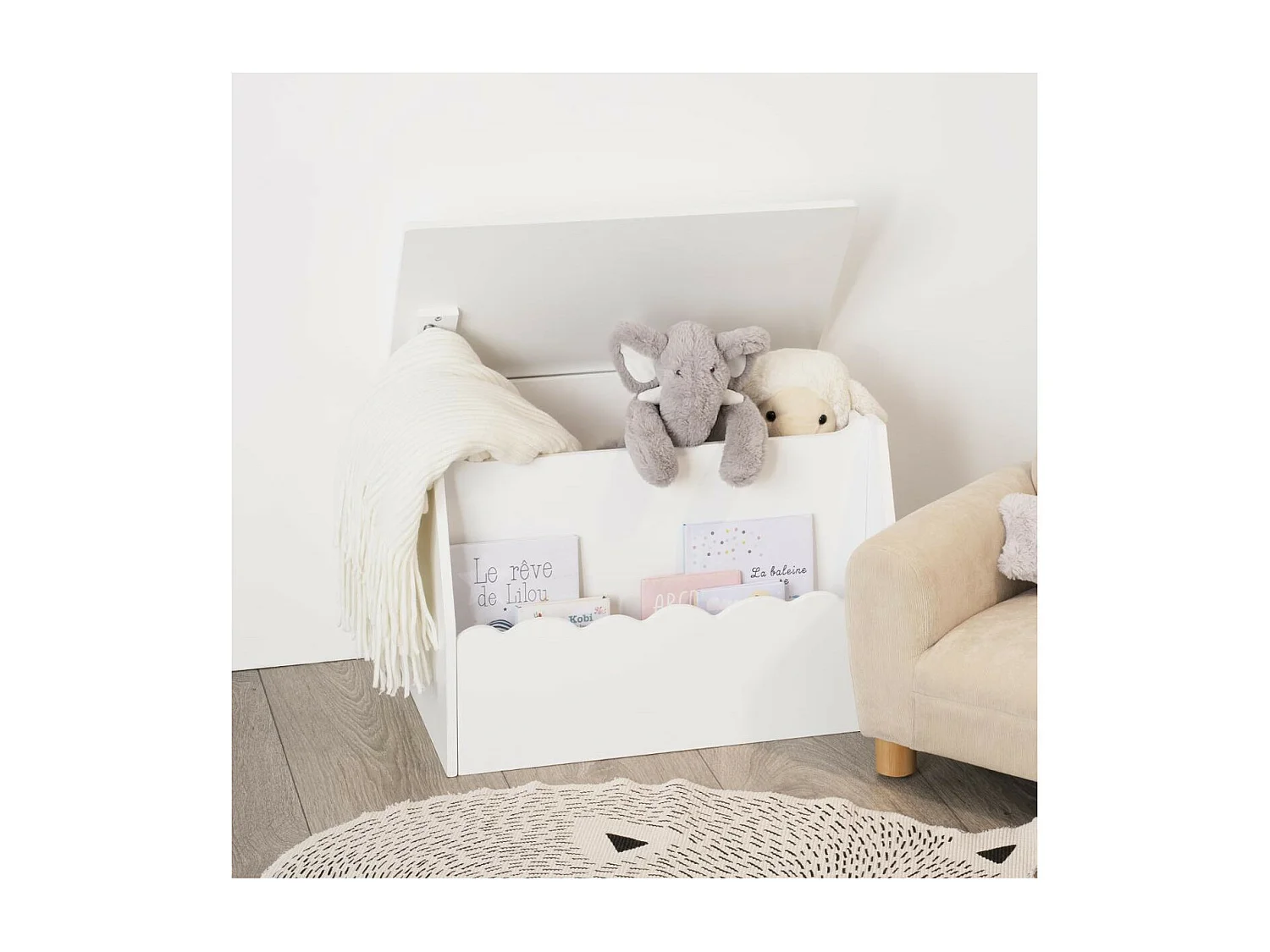 Coffre de rangement et Bibliothèque Enfant