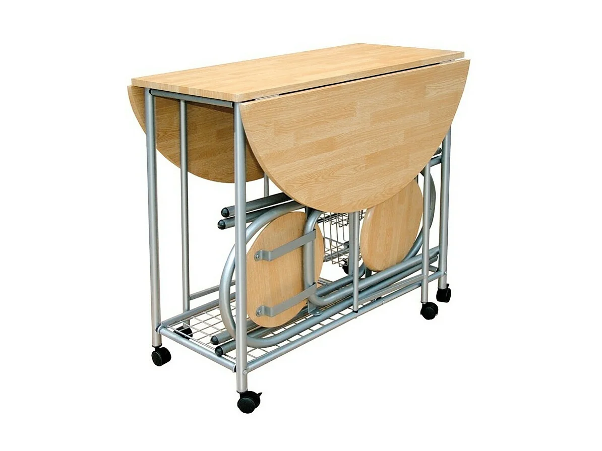 Ensemble pliable table ronde et deux chaises. Collection BETA. Idéal pour les petits espaces.