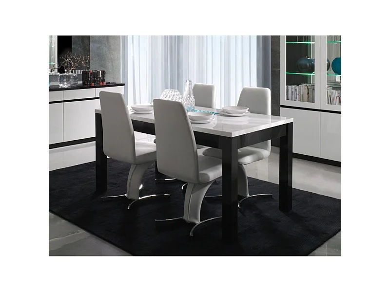 Ensemble Table et chaises FABIO - Table 160 cm et 6 chaises. Set ultra design et tendance.