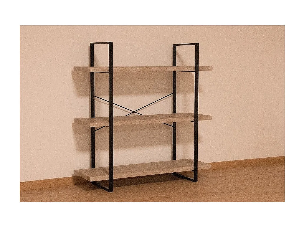 Étagère industrielle SHELVES – 3 niveaux – Bois et métal – Design loft tendance