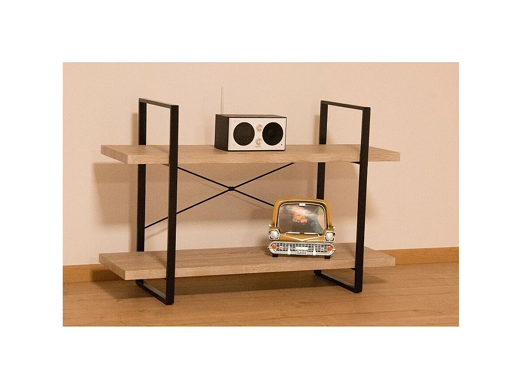 Industrieregale SHELVES – 2 Ebenen – Holz und Metall – Trendiges Loft-Design