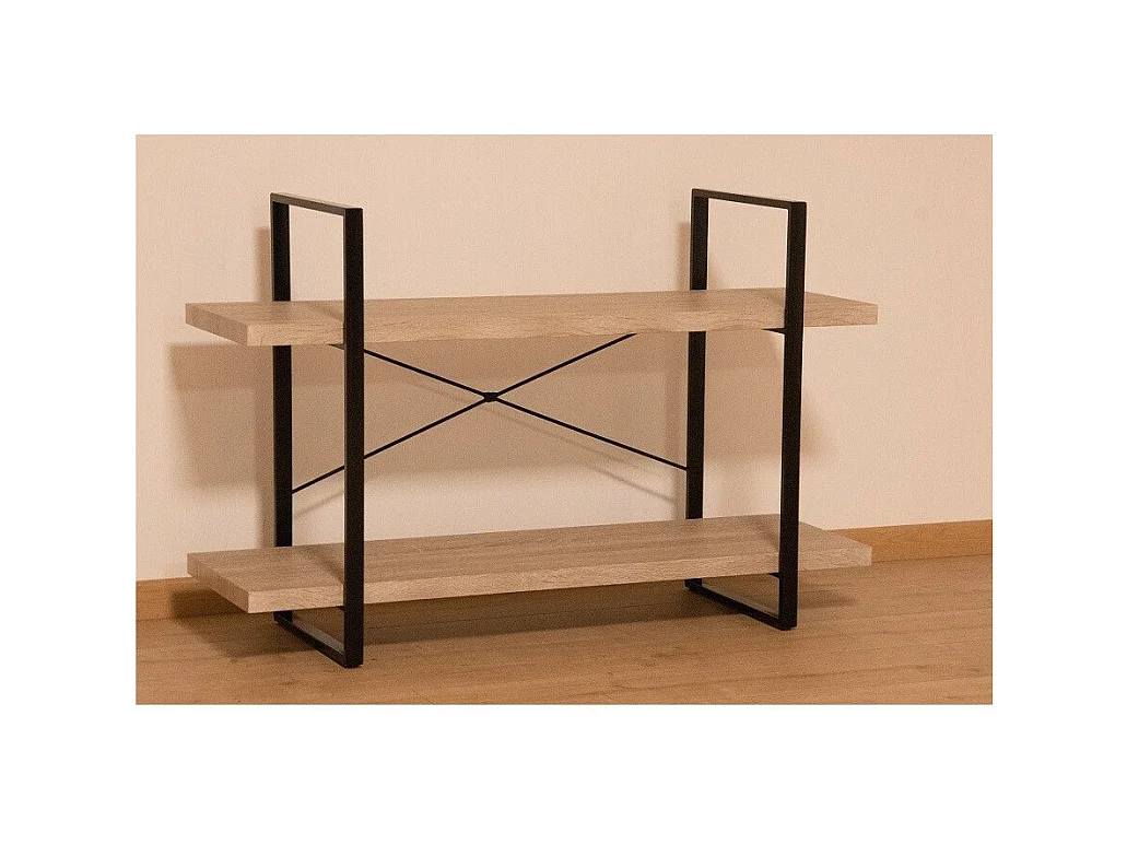 Industrieregale SHELVES – 2 Ebenen – Holz und Metall – Trendiges Loft-Design