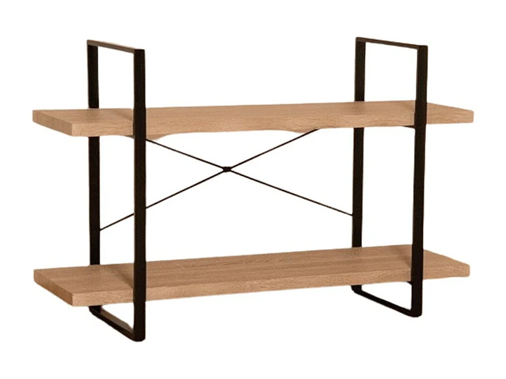Étagère industrielle SHELVES – 2 niveaux – Bois et métal – Design loft tendance