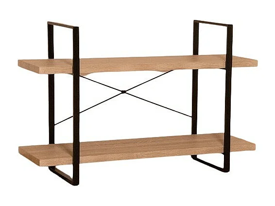 Étagère industrielle SHELVES – 2 niveaux – Bois et métal – Design loft tendance
